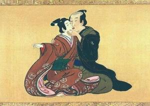 Samurai kiss, by Miyagawa Isshô. Via Wikimedia