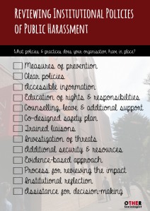 A checklist of 13 actions, set against the background of people walking outside a university