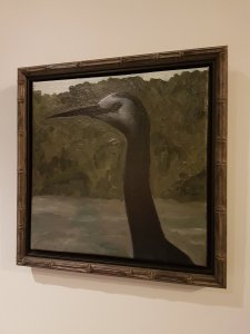 Terrible painting of a long-necked bird